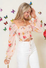 Load image into Gallery viewer, Blush Smocked Floral Crop Top
